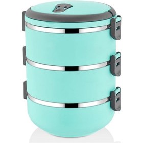Resim 3 Katlı Vakumlu Yemek Termosu 3lü Sefer Tası Freshbox Serisi Turkuaz Turkuaz 
