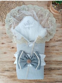 Resim Yenidoğan Tericotton Örgülü Trilüx Bebek Battaniyesi Kundak Gri Renkli Çok Renkli 