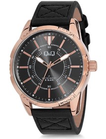 Resim Q&Q Siyah Rose Spor Deri Kordonlu Erkek Kol Saati 