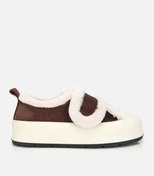 Resim Hotiç Kadın Süet Deri Kahverengi Kürklü Kalın Bantlı Spor Ayakkabı 