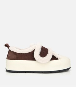 Resim Hotiç Kadın Süet Deri Kahverengi Kürklü Kalın Bantlı Spor Ayakkabı 