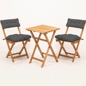 Resim Meya Dekor Sırt Ve Oturak Minderli Balkon Bahçe Mutfak 3'lü Bistro Set Katlanır Masa-sandalye 50x50 Masalı 