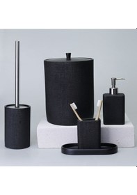 Resim Linen Banyo Seti Siyah 