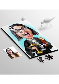 Resim Kişiye Özel Bayan Avukat Karikatür 104 Parça Ahşap Puzzle - 1 