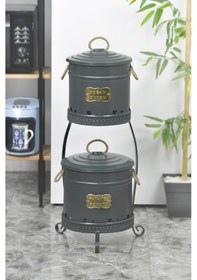 Resim 2 Katlı Metal Patates Soğan Saklama Kovası Antrasit 