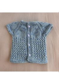 Resim Fm Otantik Yumuşak Mavi Renk 1-2 Yaş Şirin Detay Yün El Örgüsü Bebek Yelek Mavi 