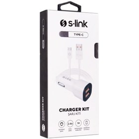 Resim Slink Sl-ec30t Type-c Kablolu 3.4a 2 Usb Araç Şarj Cihazı Beyaz 