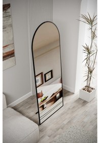 Resim Evdemo Pamir Siyah Metal Çerçeveli Ayaklı Oval Boy Aynası 180x70 Cm Siyah 