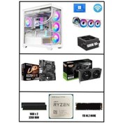 Resim Ramtech WHITE FIRE R7-5700X 32 GB 1 TB M.2 NVMe SSD RTX5060 Free Dos Masaüstü Oyuncu Bilgisayarı 