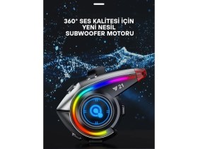 Resim Howear Y21 Rgb Işık Efektli Intercom Bluetooth Motosiklet Kask Kulaklığı Intercom Kulaklık 