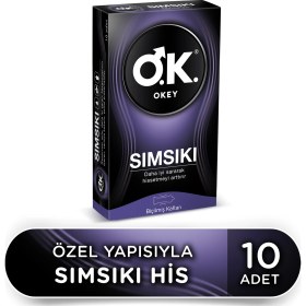 Resim Okey Sımsıkı Prezervatif 10'lu Kayganlaştırıcılı Ekstra Dar Tasarım Maksimum His ve Koruma 