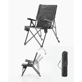 Resim 3 Kademe Yatabilen Sırtlı, Katlanabilir, Sünger Takviyeli 150 Kg Kapasiteli Lüks Kamp Sandalyesi Siyah 