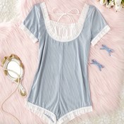 Resim 1 Adet Kadınlar İçin Düz Renk Fiyonklu Rahat Pijama Takımı 