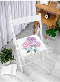 Resim RealHomes Ortanca Çiçeği Figürlü Özel Tasarım Dijital Baskılı Modern Fermuarlı Sandalye Minderi 