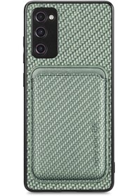 Resim Samsung Galaxy S21 Fe 5g Karbon Fiber Deri Kart Magsafe Manyetik Telefon Kılıfı 
