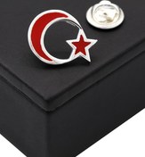 Resim Akyüz Gümüş Ay Yıldız Mineli Gümüş Rozet 018 