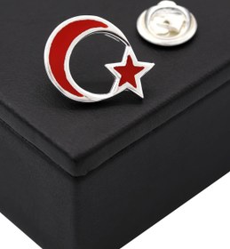 Resim Akyüz Gümüş Ay Yıldız Mineli Gümüş Rozet 018 