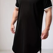 Resim Erkekler için Günlük Siyah Beyaz Kenarlı Uyku Elbisesi - Yumuşak Polyester Karışımı, Kısa Kollu, Yuvarlak Yaka, Makinede Yıkanabilir, İlkbahar, Yaz ve Sonbahar İçin Mükemmel 