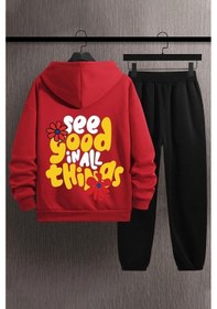 Resim Good Things Baskılı Eşofman Takımı Kırmızı 