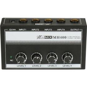 Resim Neevoyu 4 Girişli Mini Mikser - Metal Kasa, Ses Seviyesi Ayarlı, Mikrofon Enstrüman Hub, 1/4" Ts, 100-240v Avrupa Şarjı 10" 