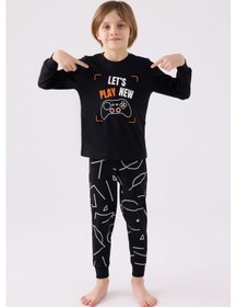 Resim Rolypoly Erkek Çocuk Siyah Pijama Takımı Rp3379-c-v1 