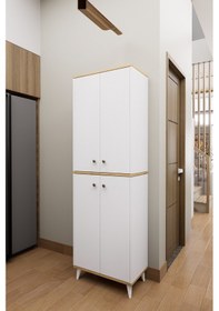 Resim Mirobi Axis Çok Amaçlı Mutfak Dolabı Kiler Dolabı Erzak Dolabı Beyaz - Çam 