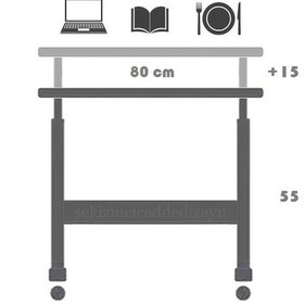 Resim Sekizincicaddedizayn Yükseklik Ayarlı Çalışma Masası - Ceviz (Tekerli) 80X40 