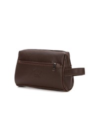 Resim Newish Polo Erkek Vegan Deri Kahverengi Portföy Clutch Traş Kozmetik Bakım Ve Günlük El Çantası new381 