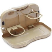 Resim Samdoo Araç Koltuğu Tepsisi - Katlanabilir Seyahat Masası, Bardak Askılı Pratik Organizatör 