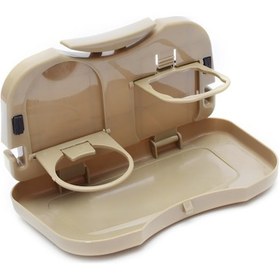 Resim Samdoo Araç Koltuğu Tepsisi - Katlanabilir Seyahat Masası, Bardak Askılı Pratik Organizatör 