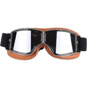 Resim Retro Stil Harley Motosiklet Gözlükleri Açık Hava Rüzgar Geçirmez Sürüş Off Road Gözlüklerikahverengi Gümüş 