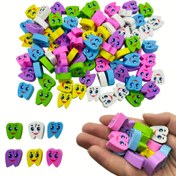 Resim 30 Adet Diş Temalı Silgi - İfadeli Gözler ve Sırıtan Yüzlere sahip, Canlı Renkli (Yeşil, Mavi, Pembe, Sarı, Mor, Beyaz, Turuncu, Kırmızı, Siyah) Okul & Ofis Malzemeleri Şeklindeki diş şekilli silgiler. Kalıcı Çocuklar için Eğitici Ödüller 