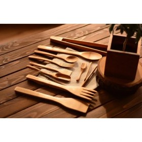 Resim Bambum B2895 Violi 10 Parça Mutfak Seti - bambu ahşap servis seti (kevgir seti) 