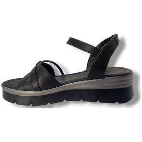 Resim Fancy 2005-25 Deri Yanları Açık Dolgu Topuk Kadın Sandalet Siyah 