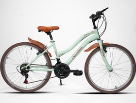 Resim Sarissa Vintage 24" Jant 21 Vites Çelik Kadro V Fren Unisex Şehir Bisikleti Yeşil Kahverengi Lastik 