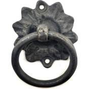 Resim Kuzgun Ticaret Antika Tarz Dekoratif Pirinç Çiçek Mobilya Kulbu, Kapı Kilit Halkası - 50MM, Oksit 