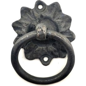 Resim Kuzgun Ticaret Antika Tarz Dekoratif Pirinç Çiçek Mobilya Kulbu, Kapı Kilit Halkası - 50MM, Oksit 