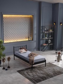 Resim Unimet Falez-s Tek Kişilik Ferforje Metal Karyola-siyah (AHŞAP LATALI) 