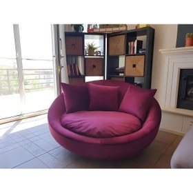 Resim BOZKOÇHOME Ruby Yuvarlak 360° Döner Berjer Kadife Tekli Koltuk Modern Konforlu 
