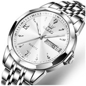 Resim Fastbuy Olevs 9998 Erkek Yüz Çift Takvim Su Geçirmez Kuvars Saat - Beyaz Gümüş Renkli Çok Renkli 