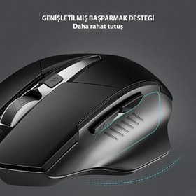 Resim Polham 2.4G 500mAh Şarj Edilebilir Süper Sessiz Gaming, Oyuncu Mouse, Ergonomik Tasarımlı Mouse 