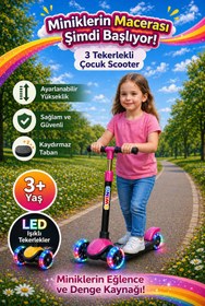 Resim hak-iş oyuncak Swing Işıklı 3 Tekerlekli Scooter Pembe 