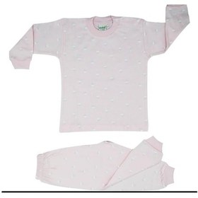 Resim Kız / Erkek Bebek Çocuk Pamuklu Önden Çıtçıtlı Bulutlu Pijama Takım-12495-pembe Pembe 