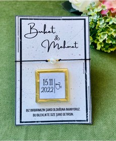 Resim Kişiye Özel Bileklik Ve Çikolatalı Kına Nişan Düğün Söz Hediye Kartı (30 ADET) 