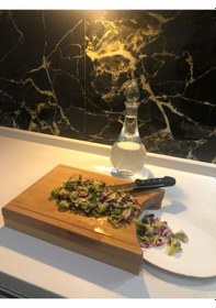 Resim Salata Tahtası, Doğal Kayın Ağacı, Kesme Tahtası, Kanallı 34cm 22cm 3cm Ahşap 