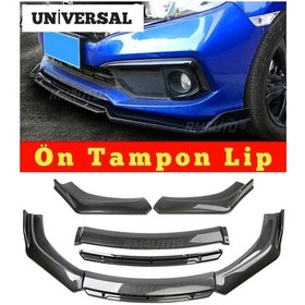 Resim Universal Ön Tampon Eki-ön Karlık 4 Parça Ön Tampon Lip Siyah Renk 