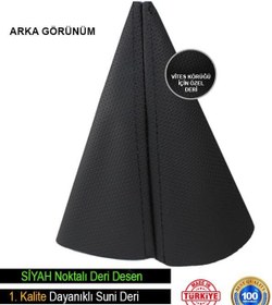 Resim Siyah Nokta Desenli Deri Spor Dikiş Vites Körüğü Alfa Romeo 166 İle Uyumlu 