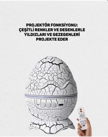 Resim Dinozor Yumurtası Tasarımlı Projektörlü Gece Lambası Renkli 