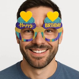 Resim MCM Group Cupcake Temalı Doğum Günü Renkli Karton Happy Birthday Gözlüğü 6 Adet 