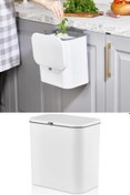 Resim VİGENTİNO 15 Litre Fonksiyonel Kapaklı Banyo Ve Mutfak Tezgahüstü Çöp Kovası Dolap Ve Duvar Aparatlı 15 Lt. 